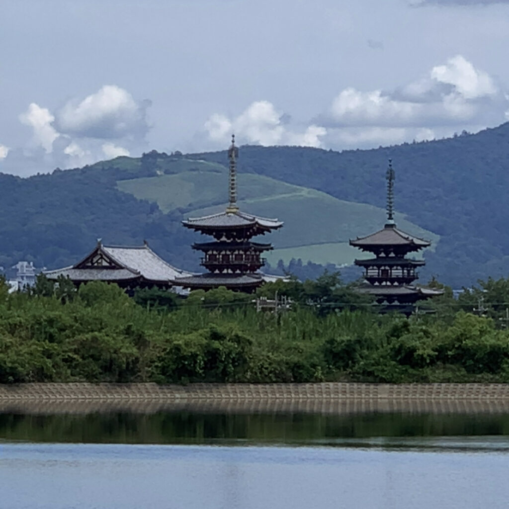大池から見た薬師寺